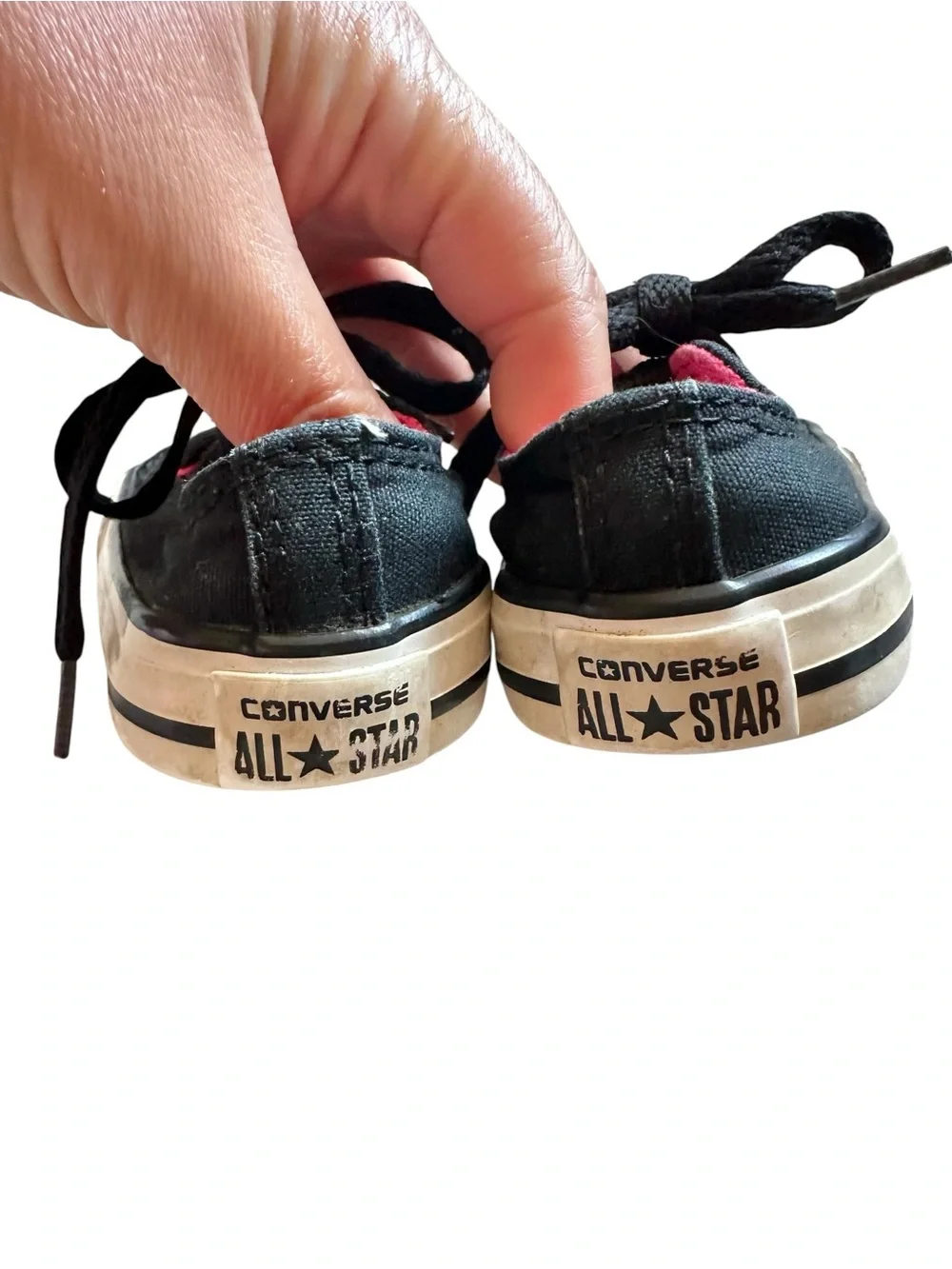 Converse Chuck Taylor All Star Double Tongue sneakers baby size 3 black w/ pink